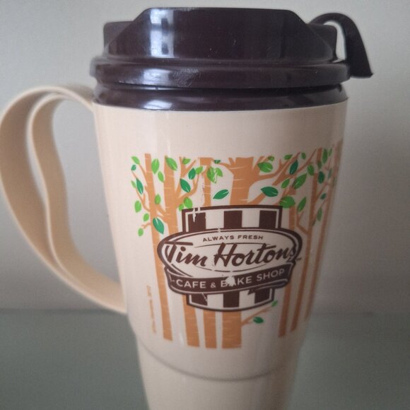 Tim Hortons Always Fresh 2012 Beige  Thermo-Serv Trave Coffee/Tea Mug Tumbler - Picture 1 of 5